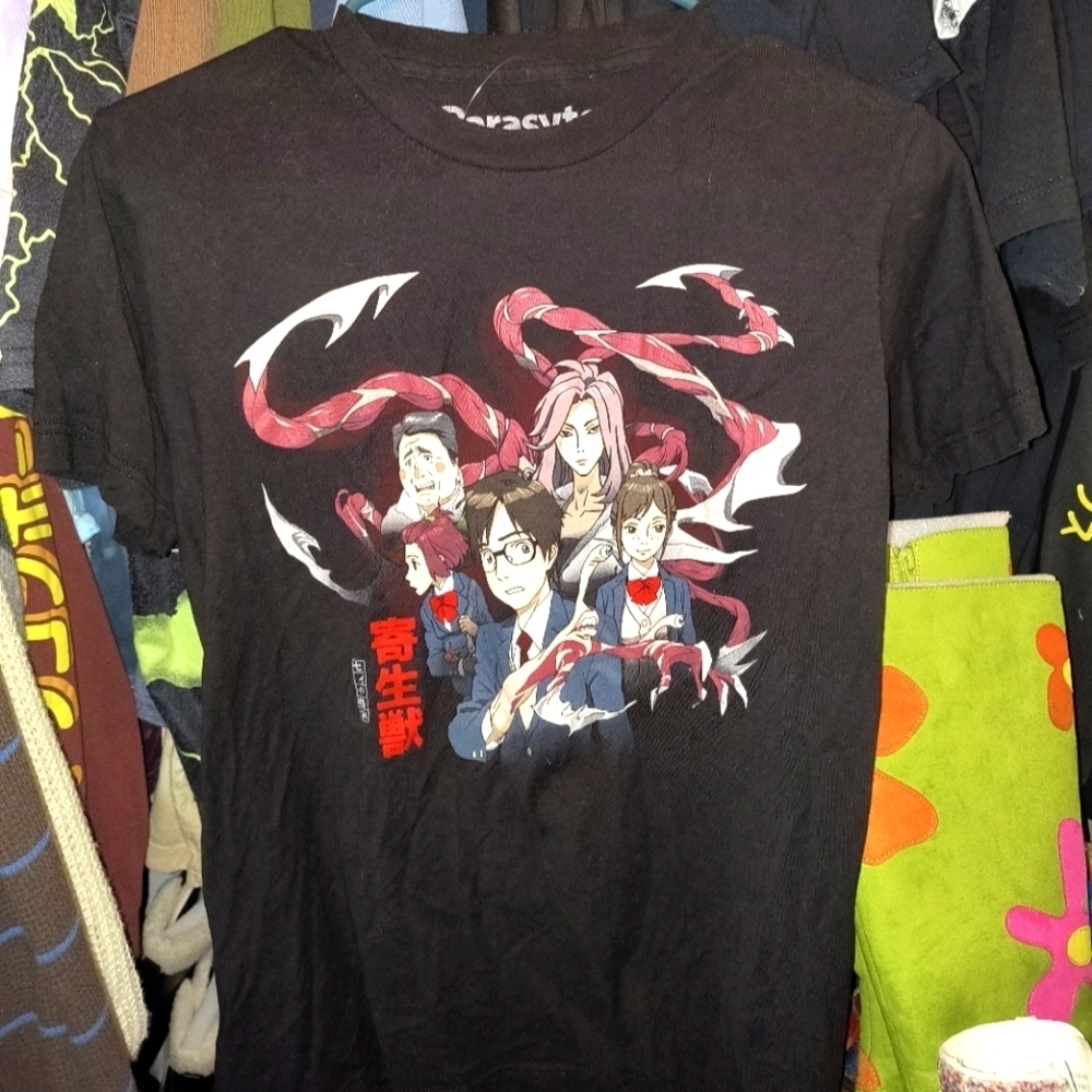 Black Graphic T-Shirt with Anime Design Parasyte Anime Manga Scary s